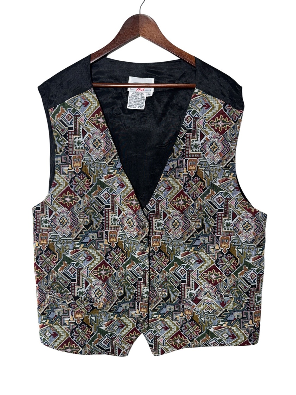 Vintage 1990s Cotton Ginny Tapestry Vest Size 1x